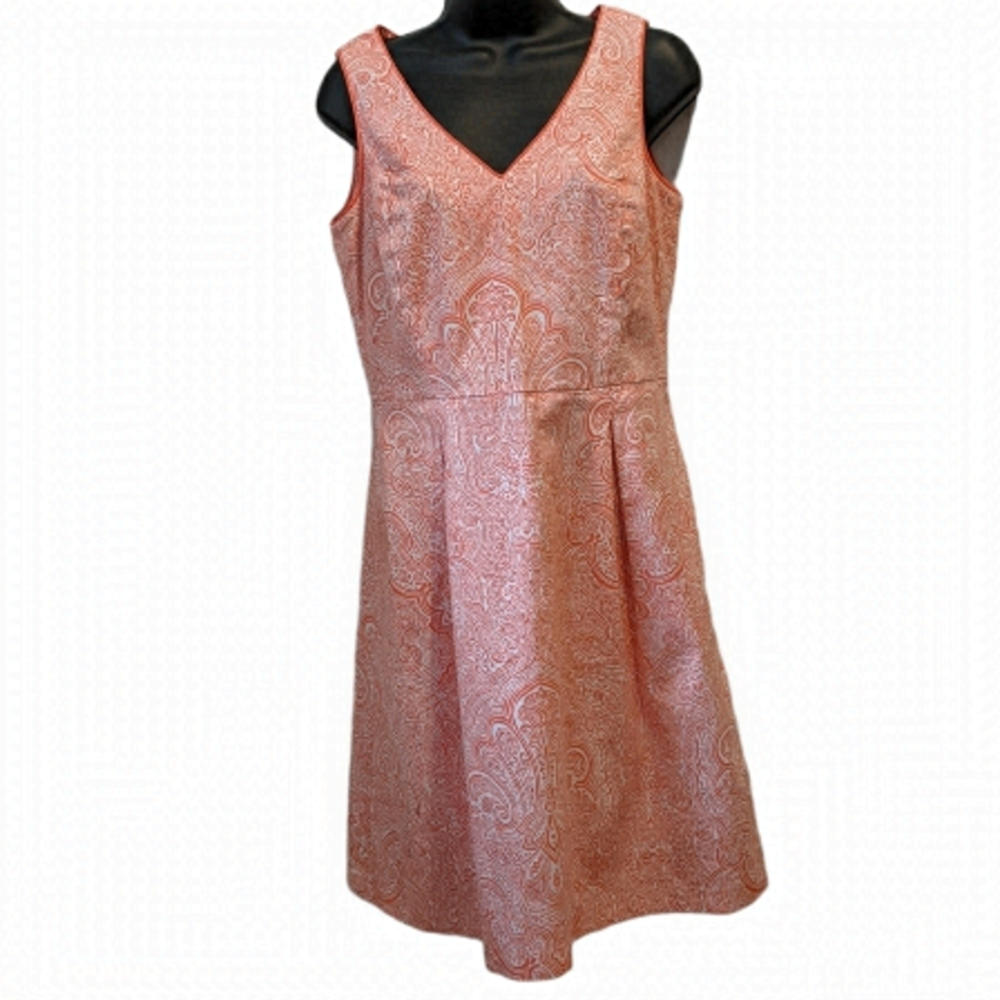 Tommy Hilfiger Orange Paisley Print Fit And Flare Dress Sz 4